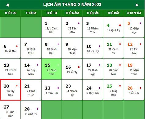 Lịch âm 20/2 – Âm lịch hôm nay 20/2 chính xác nhất - Lịch vạn niên 20/2/2023