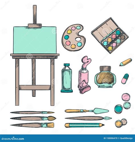 Art Supplies, Sketch Illustration. Drawing, Painting, Calligraphy ...