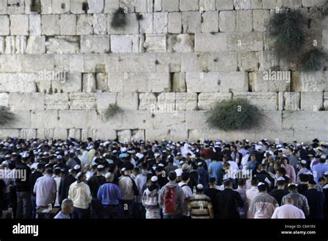 Israel, Jerusalem, Wailing Wall, Jews during Selichot prayers. Selichot ...