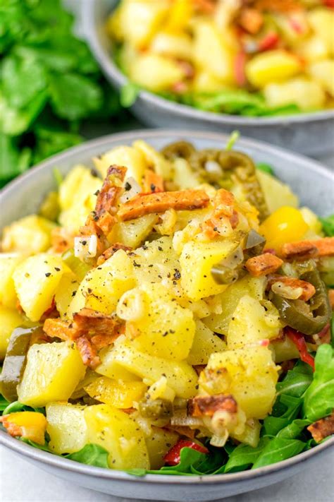 Hot Potato Salad [vegan, no mayo] - Contentedness Cooking