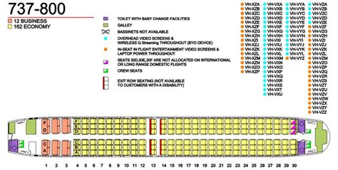 Qantas Aircraft Seat Map and Seating Chart 737 800 | Boeing, Fleet ...