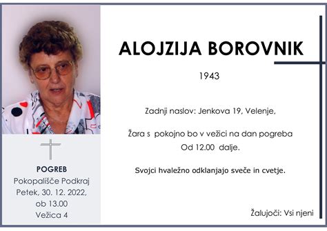 ALOJZIJA BOROVNIK, 30. 12. 2022, Podkraj