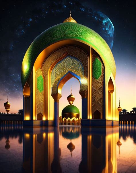 Emerald green, mosque, islamic architecture Jumma Mubarak Images ...