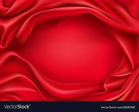 Wavy red silk fabric realistic background Vector Image