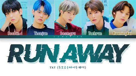 TXT Run Away Lyrics (투모로우바이투게더 9와 4분의 3 승강장에서 너를 기다려 가사) [Color Coded ...