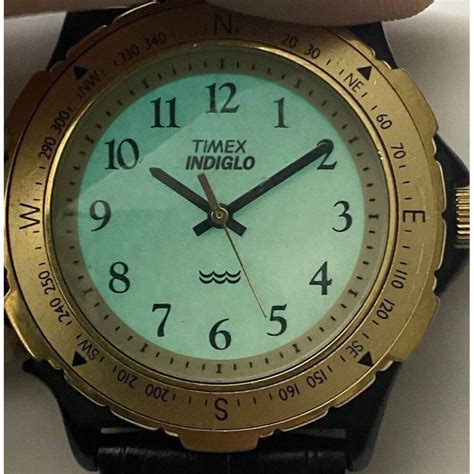 Vintage Timex Indiglo Compass Bezel Gold Tone Philipp… - Gem