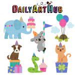 Birthday Celebration Animals Clip Art Set – Daily Art Hub // Graphics, Alphabets & SVG