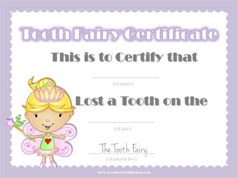 Free Tooth Fairy Certificate | Customize Online | Instant Download