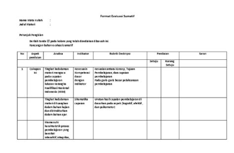 Contoh Format Penilaian Formatif dan Sumatif - Katulis