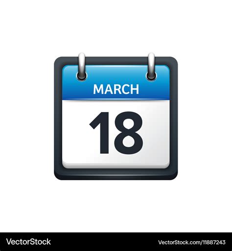 March 18 calendar icon flat Royalty Free Vector Image