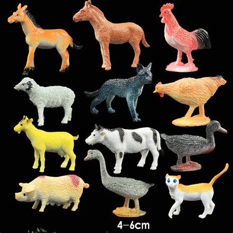 12pcs/set Farm animals models figures figurines set toys Animals Model Toy Creatures Early ...