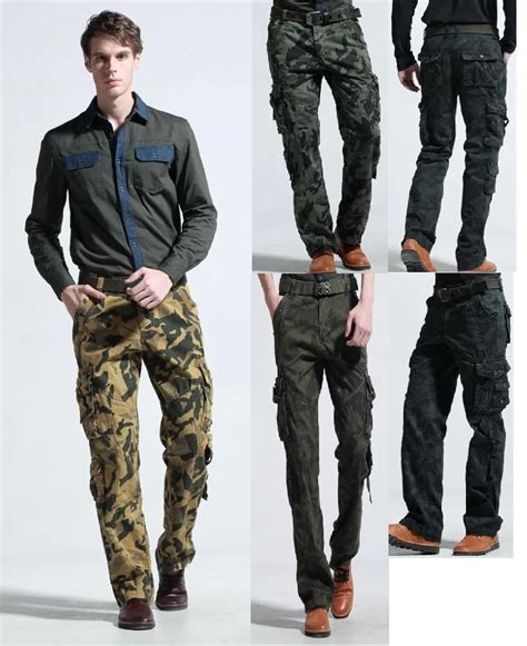 camouflage trousers male casual military uniform style cargo tactical ...