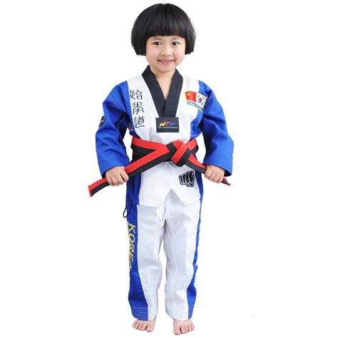 New High quality Taekwondo Poomsae dobok Children Teenagers Red tae kwon do Uniform blue black ...