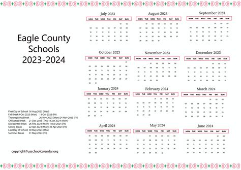 Eagle County Schools Calendar with Holidays 2023-2024