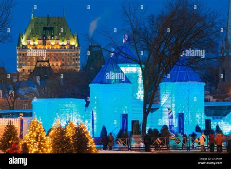 Canada, Quebec province, Quebec, Quebec Winter Carnival, Ice Palace of Bonhomme Carnaval, in the ...