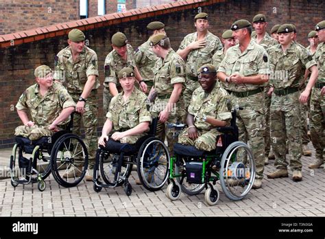 Severely disabled soldier 1st Battalion Irish Guards waiting to receive ...