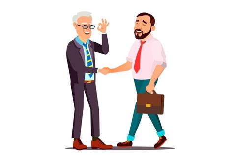 Happy Client Vector. Customer Person. Shaking Hands. (665161) | Illustrations | Design Bundles ...