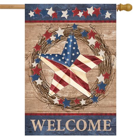 Americana Barnstar Patriotic House Flag Welcome Primitive 28" x 40" - Walmart.com