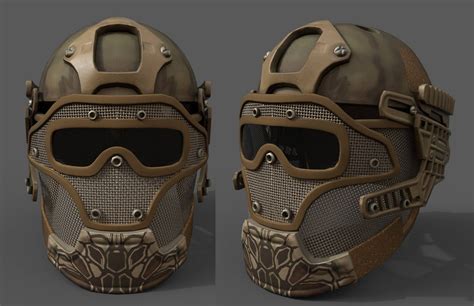 3D model Helmet camo human military combat soldier protection VR / AR ...