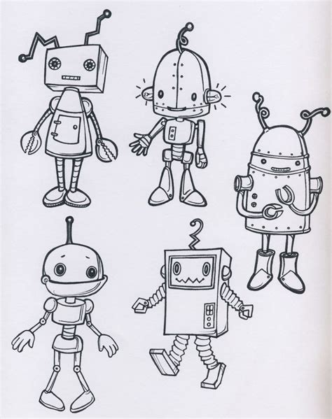 robots | Robots drawing, Robot sketch, Robot art