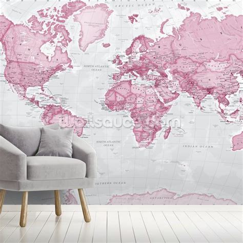 Map Of The World Wallpaper Pink