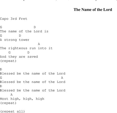 Blessed Be The Name Of The Lord Lyrics And Chords - Sheet and Chords Collection