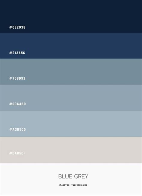 the color scheme for blue grey is shown in three different shades, each ...