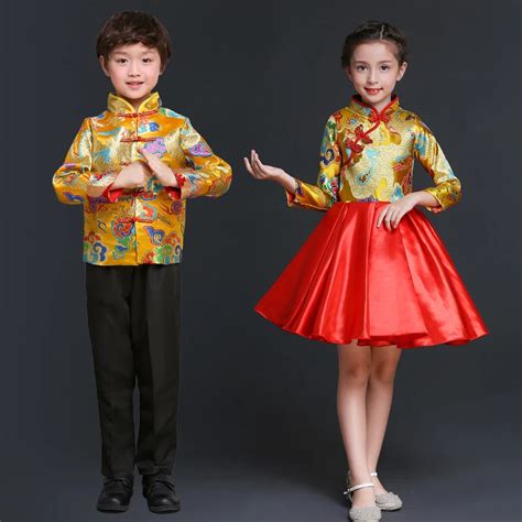 Baby Chinese New Year Clothes Modern Oriental Style Dresses Chinese traditional dress Yellow ...