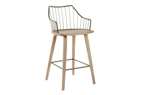 Walter White Washed Wood + Antique Copper Metal Counter Height Stool | Living Spaces