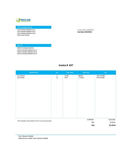 How To Create A Invoice Template In Excel