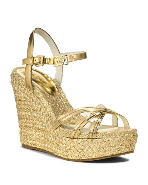 Michael Kors Michael Cicely Metallic Wedge Sandal in Gold | Lyst