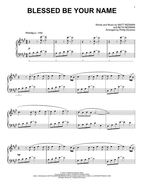 Blessed Be Your Name (arr. Phillip Keveren) by Matt Redman Sheet Music ...