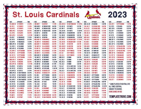 Printable 2023 St. Louis Cardinals Schedule