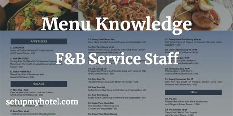 Must Have Menu Knowledge for Food and Beverage (F&B) Service Staff