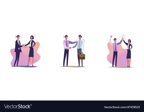 Set of business people shaking hands Royalty Free Vector