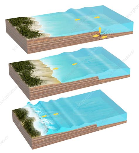 Tsunami formation. illustration - Stock Image - F032/9351 - Science ...