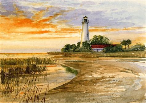 St. Marks Lighthouse Sunset. Florida Gulf Coast. Gerald C. | Etsy in 2020 | Watercolor art ...