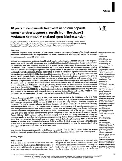 (PDF) 10 years of denosumab treatment in postmenopausal women with osteoporosis: Results from ...