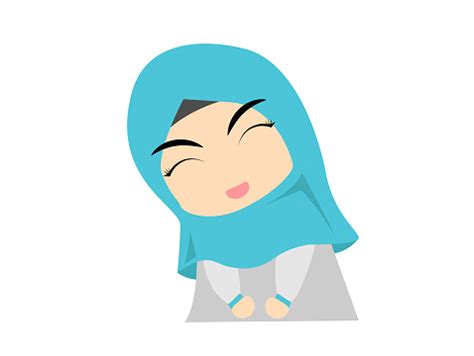 Gadis Muslim Dengan Senyum Bahagia Kartun Ilustrasi Stok - Unduh Gambar ...