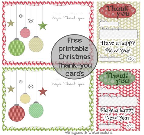 Printable Christmas Thank You Cards