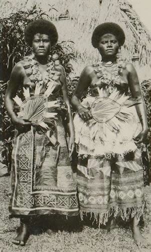 Fijian women in 1935 - Fiji Women in Black and White Photo