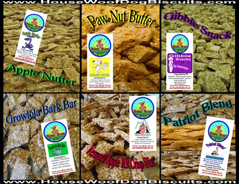 Our 5 Biscuit Treat Flavors and our Blended Mix, The Patriot Blend. www.HouseWoofDogBiscuits.com ...