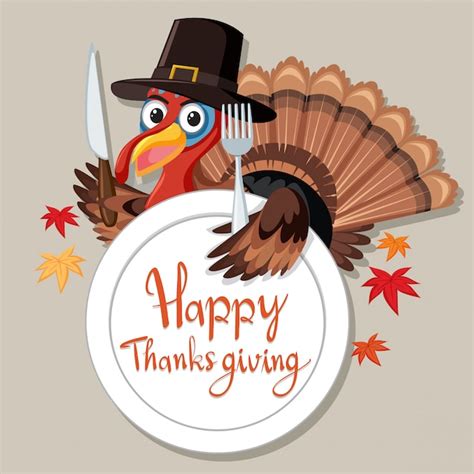 Free Vector | Happy thanksgiving turkey card