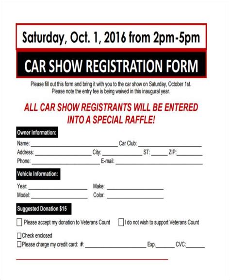 FREE 10+ Car Show Registration Forms in PDF | MS Word