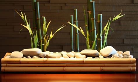 Premium AI Image | Zen garden with bamboo and smooth stones for ...