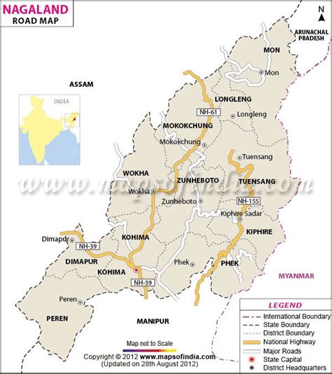 Road Map of Nagaland | Nagaland, Map, Roadmap