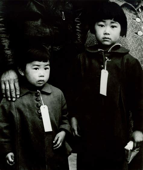 Enforcement of Executive Order 9066. Japanese children made to wear identification tags, Hayward ...