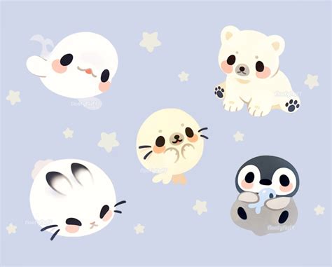 Kawaii Arctic Animal Clipart Cute Chibi Animals Zoo Clipart Kawaii ...