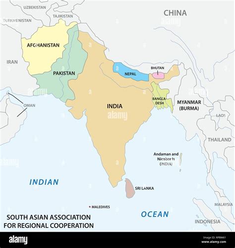 South Asian Association for Regional Cooperation (SAARC) vector map 2 ...