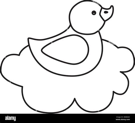 cute duck rubber in cloud line style icon Stock Vector Image & Art - Alamy